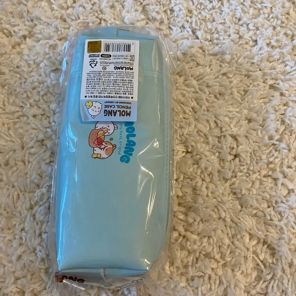 Cute Korean Animal Design Molang Pencil Case. Light Blue. OS. Kidcore. Gifts.